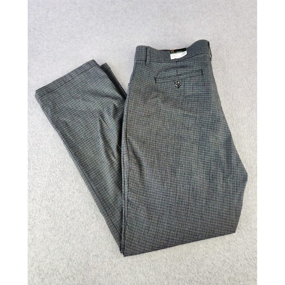 NWT‎ Lee Plus Flex Motion Trouser Pant Business Office Black Grey Plaid Size 18w